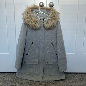 J. Crew wool parka with fur jacket.